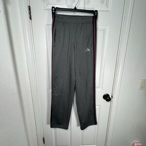 Adidas Charcoal Pants with Burgundy Stripes